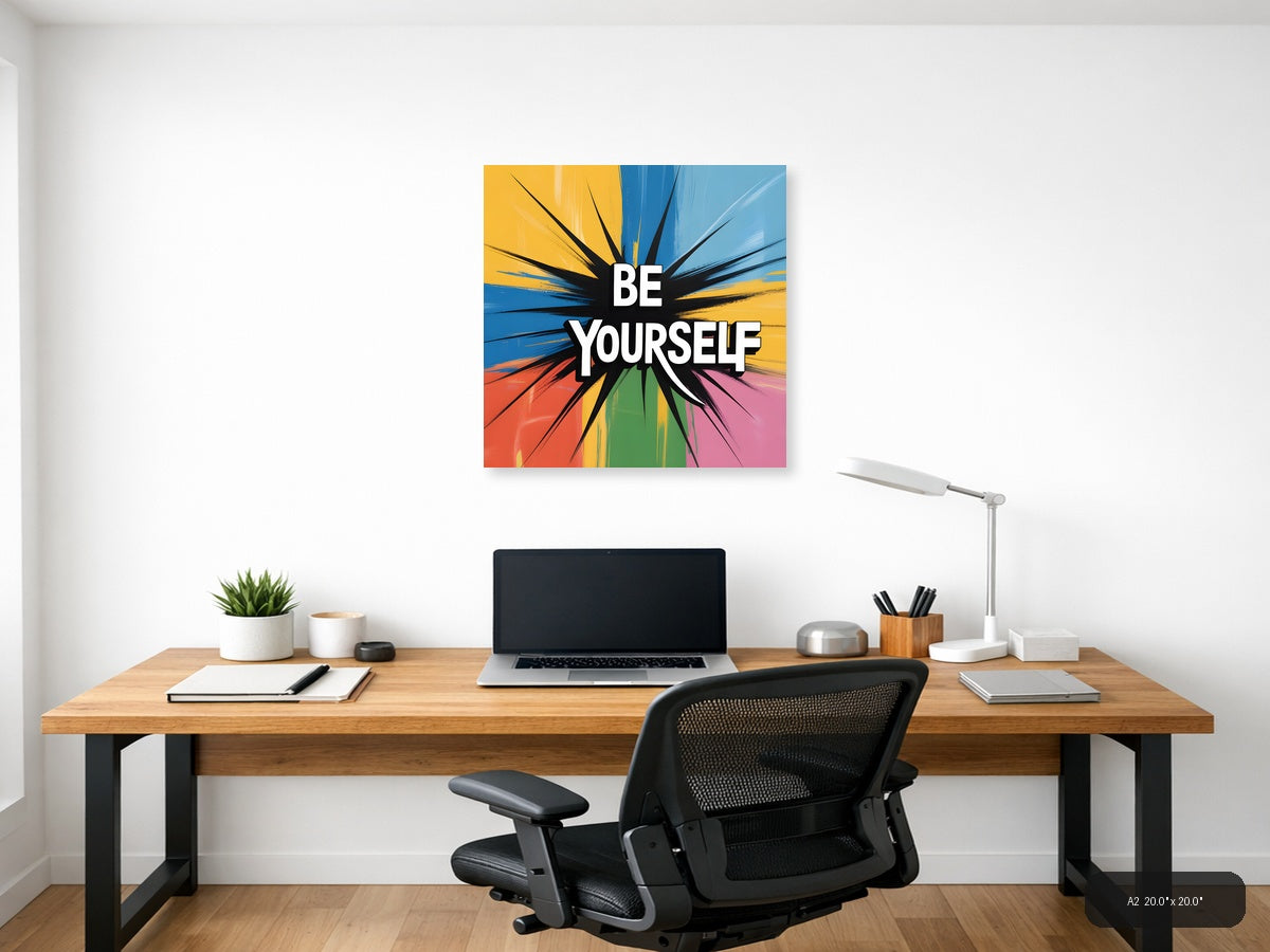 Colorful Abstract Sunburst Rainbow Wall Art — A2 / Office