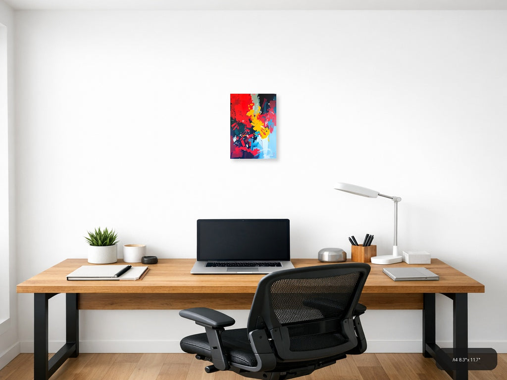 Abstract Colorful Explosion Yellow Red Blue Wall Art — A4 / Office