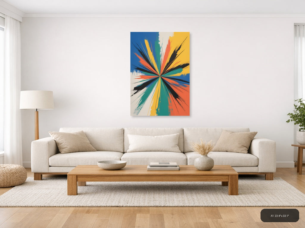 Colorful Radial Burst Abstract Modern Wall Art — A1 / Living Room