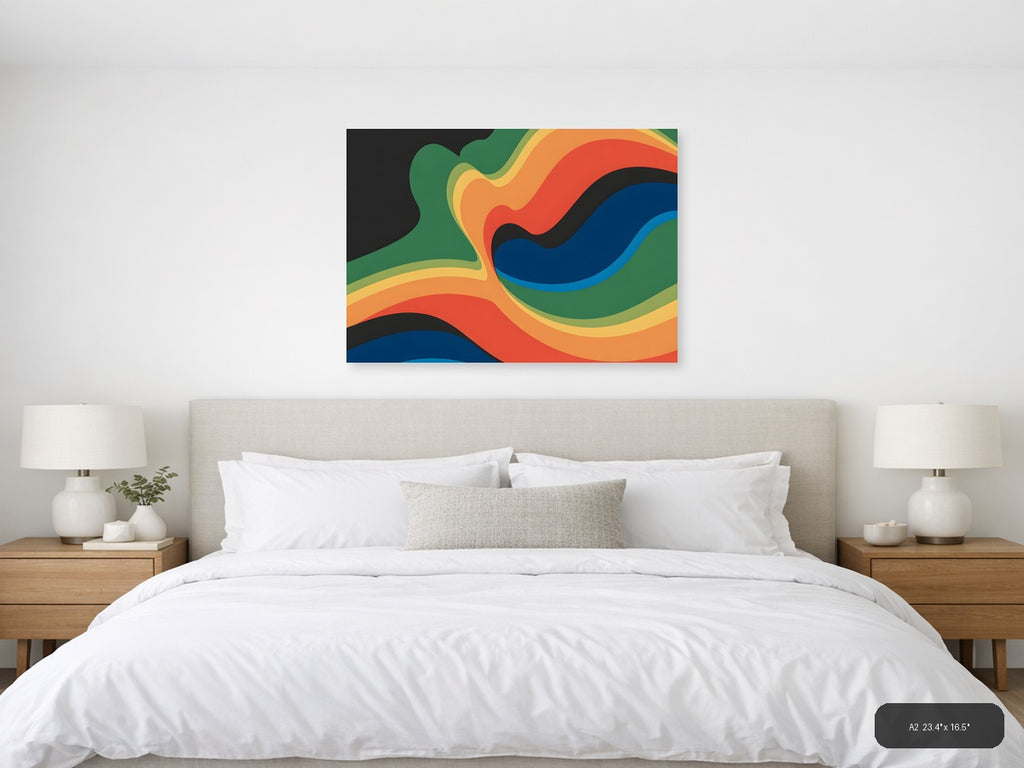 Colorful Abstract Wave Photography Wall Art — A2 / Bedroom