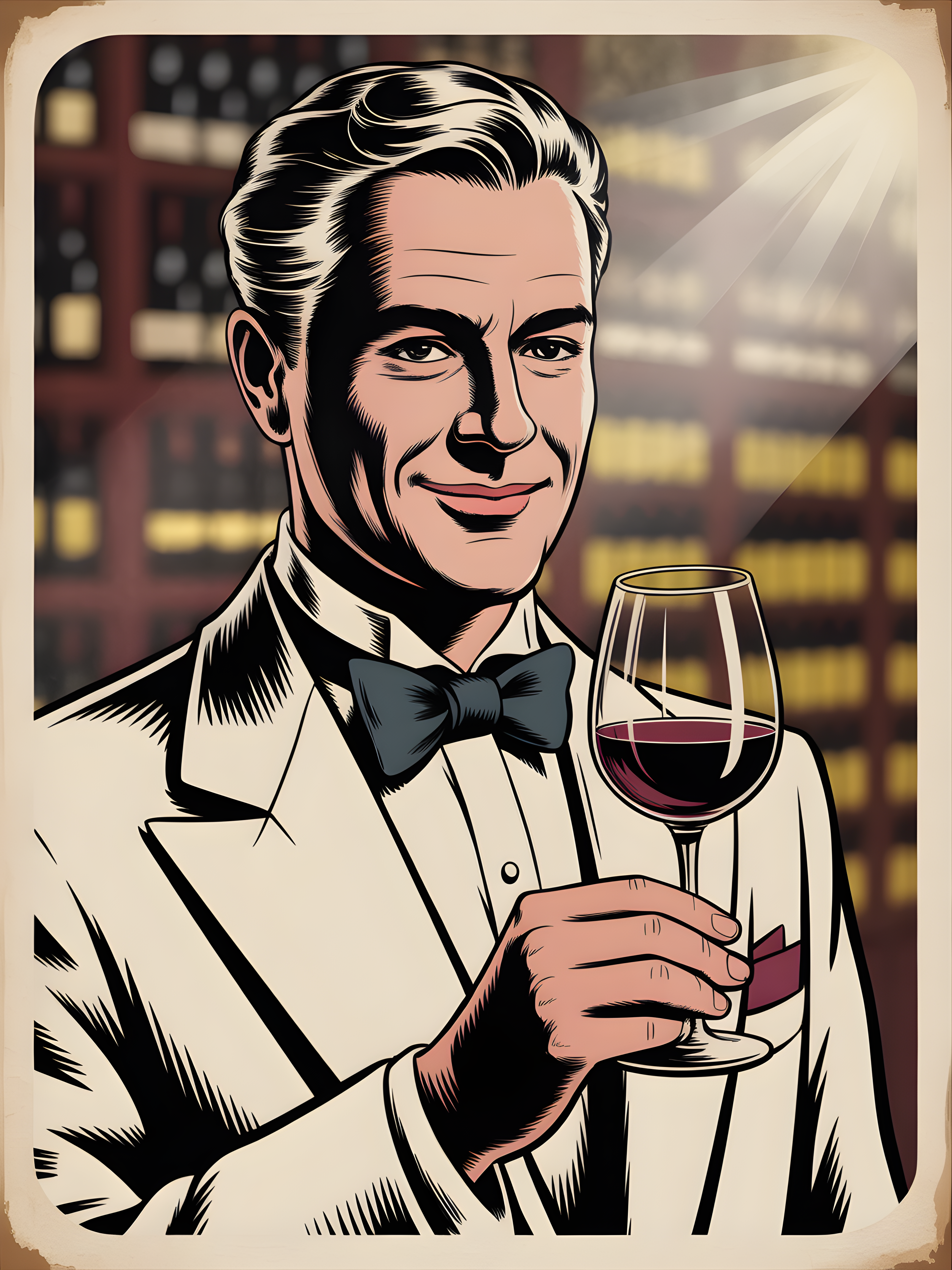Vintage Gentleman with Wine Glass Portrait Wall Art