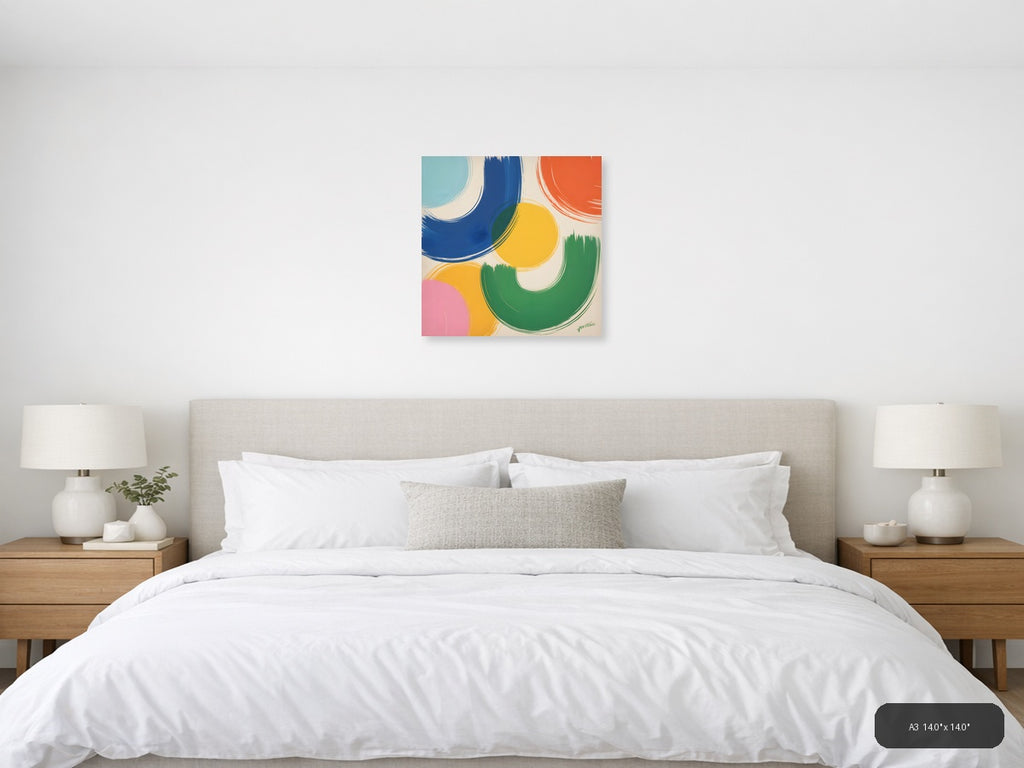 Colorful Abstract Circles Modern Wall Art — A3 / Bedroom