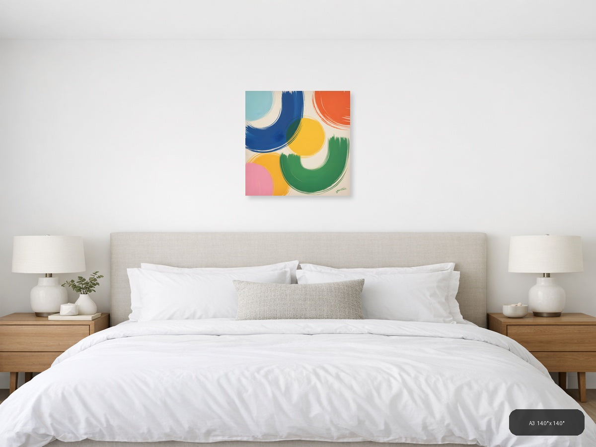 Colorful Abstract Circles Modern Wall Art — A3 / Bedroom