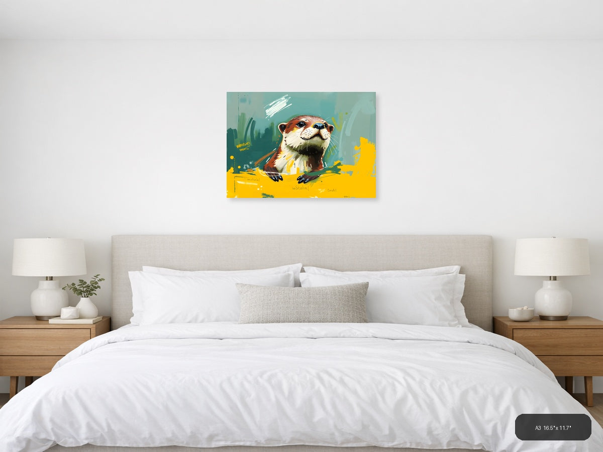 Colorful Otter Abstract Portrait Wall Art — A3 / Bedroom