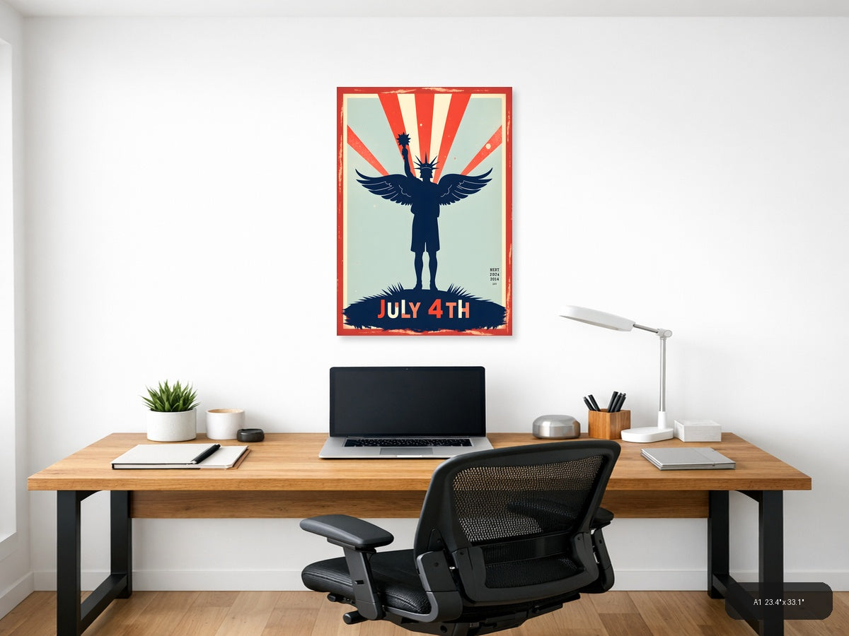 Vintage July 4th Statue of Liberty Patriotic Wall Art — A1 / Office