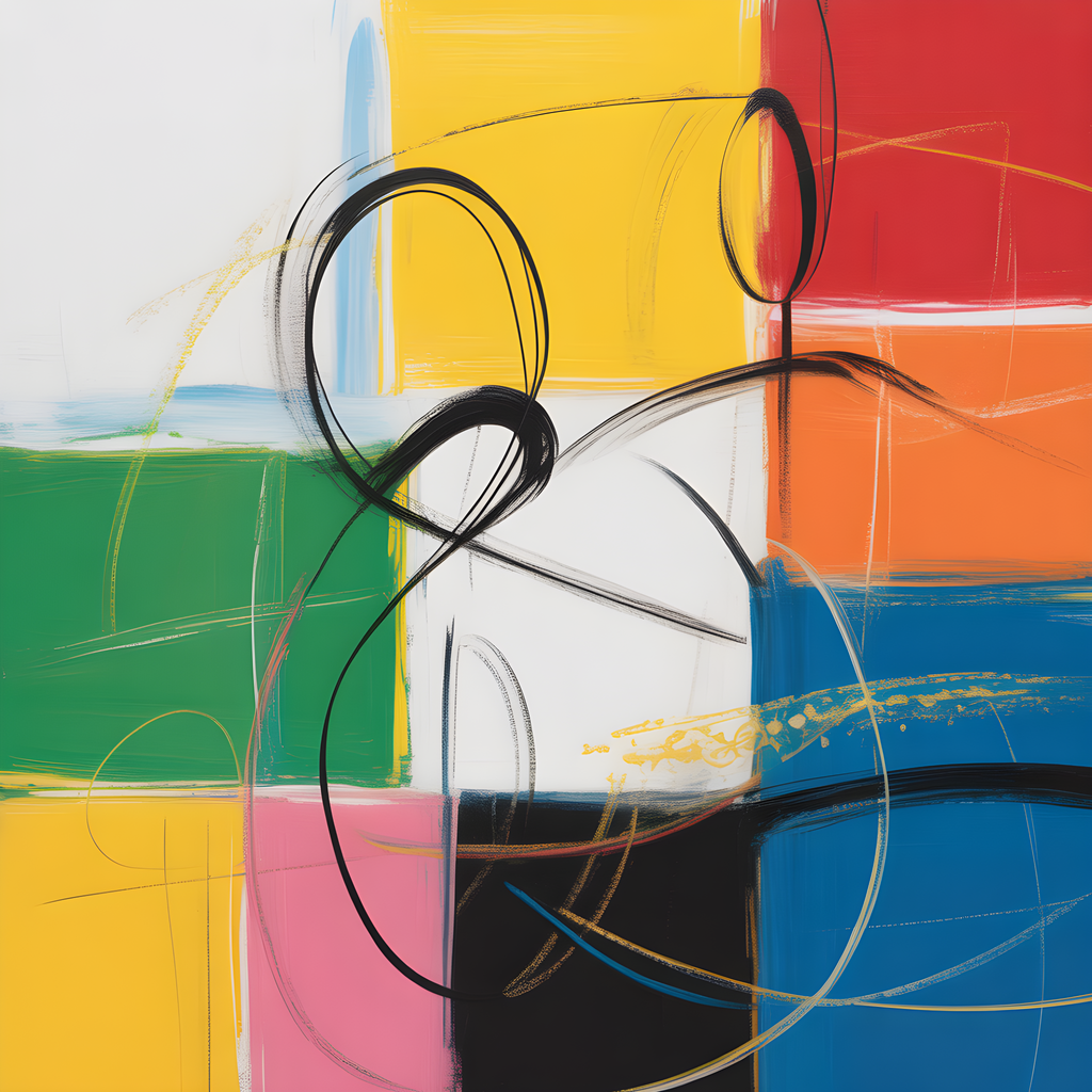Abstract Colorblock Circles Modern Wall Art