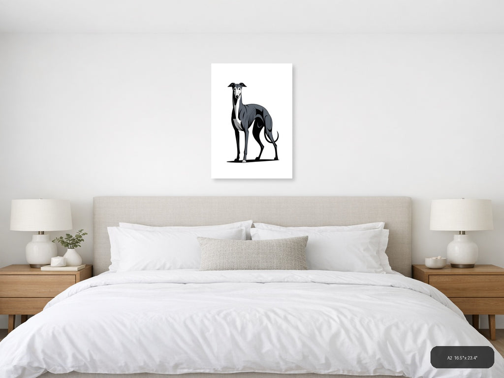 Minimalist Greyhound Dog Portrait Wall Art — A2 / Bedroom