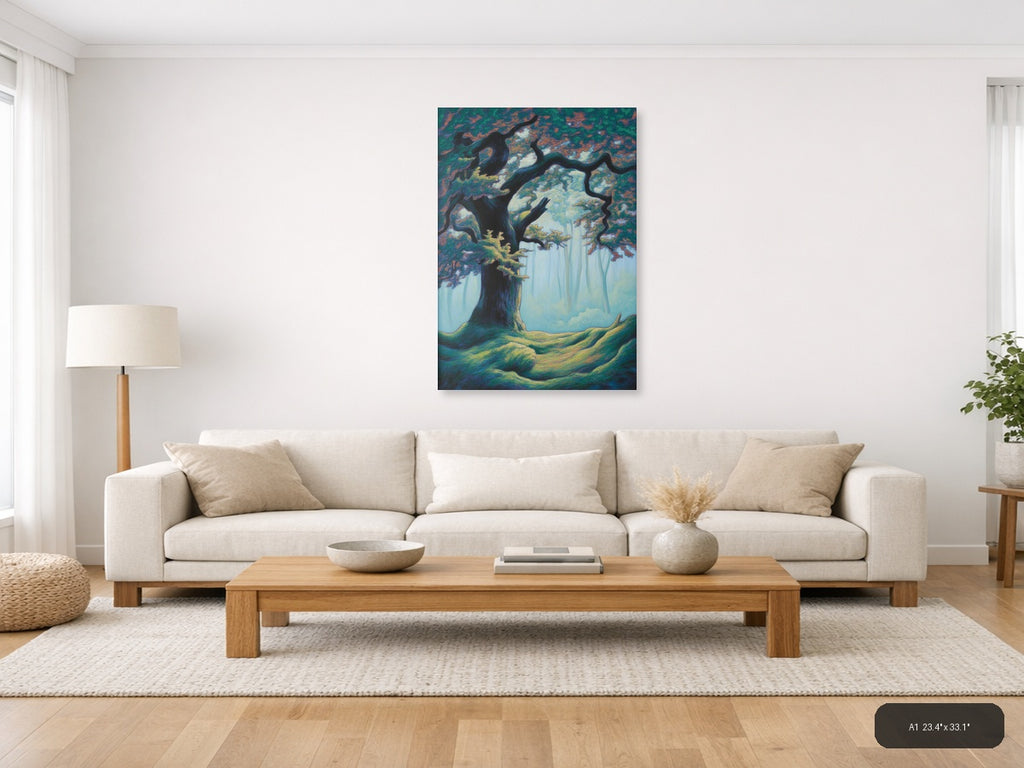 Ancient Twisted Tree Forest Landscape Abstract Wall Art — A1 / Living Room