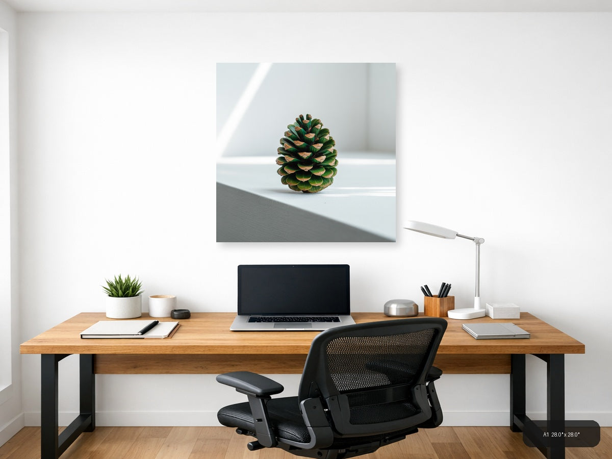 Green Pinecone Minimalist Still Life Wall Art — A1 / Office