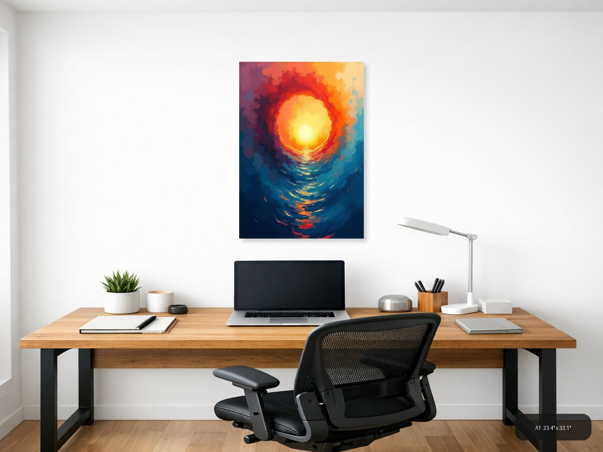 Abstract Golden Sun Portal Contemporary Wall Art — A1 / Office