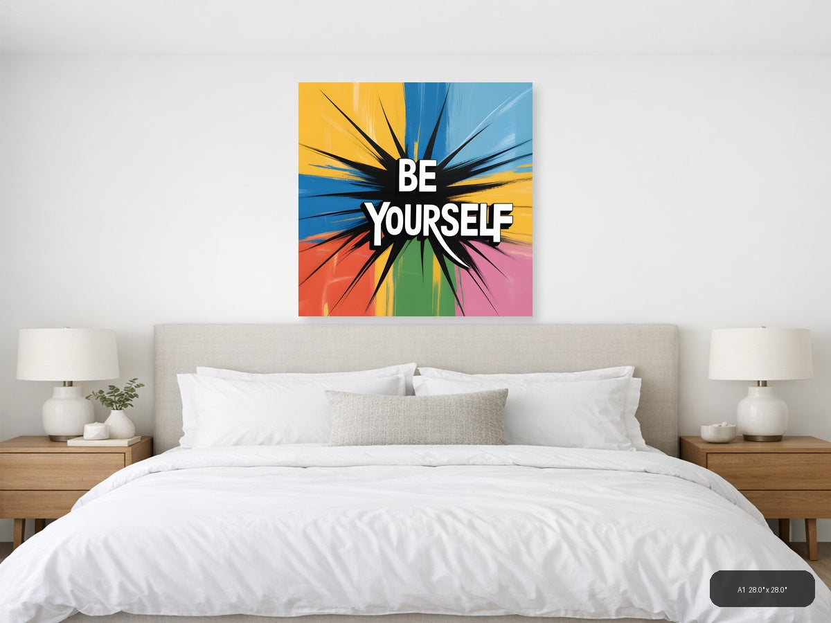 Colorful Abstract Sunburst Rainbow Wall Art — A1 / Bedroom