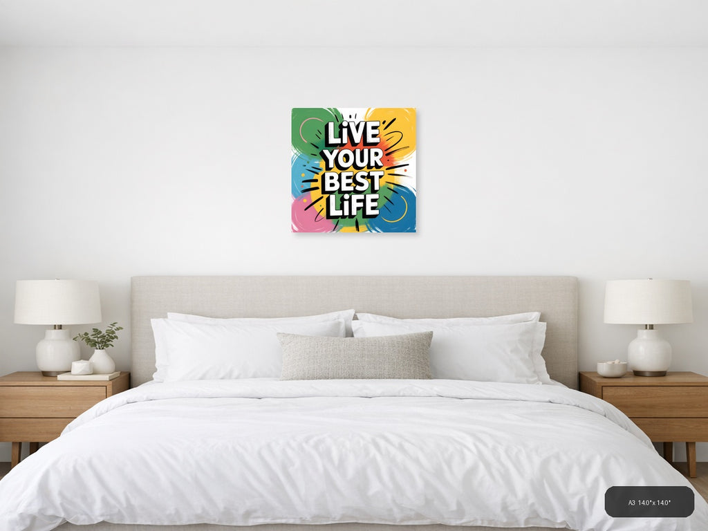 Live Your Best Life Abstract Colorful Wall Art — A3 / Bedroom
