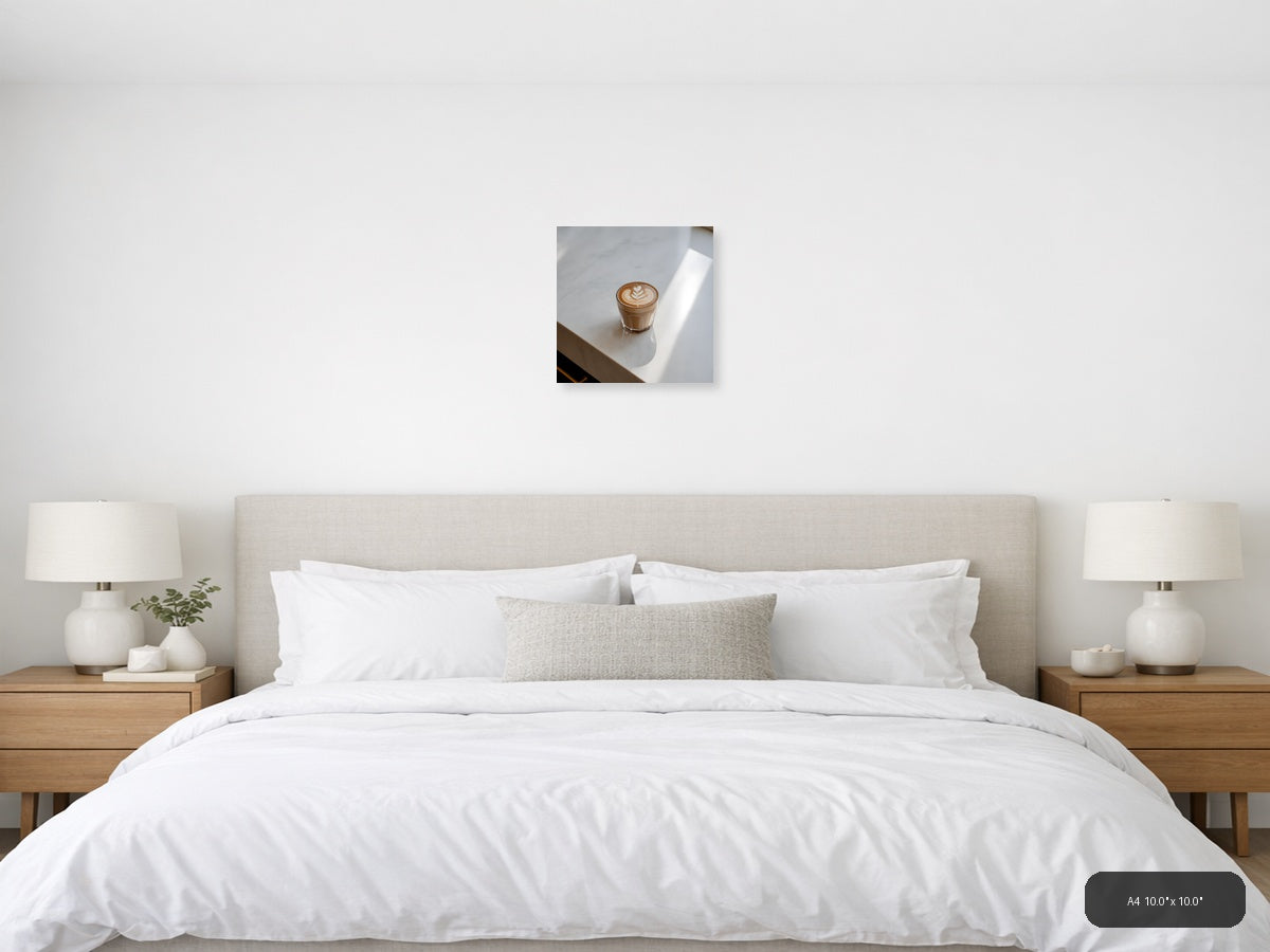 Minimalist Coffee Cup Latte Art Wall Art — A4 / Bedroom