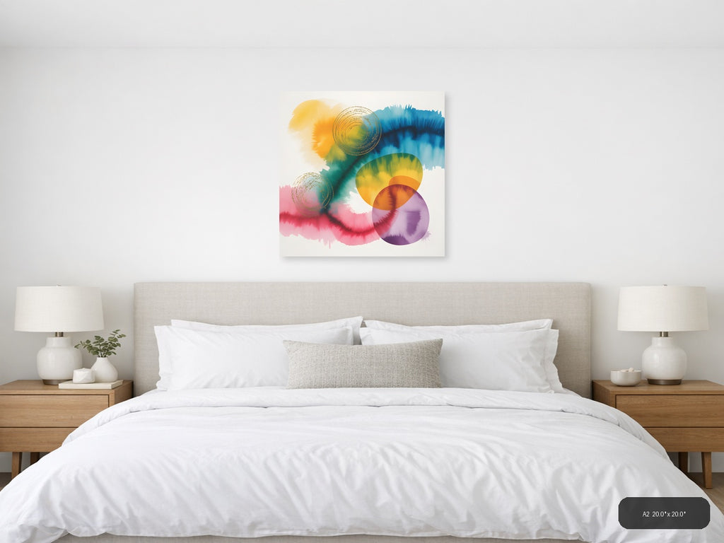 Colorful Watercolor Abstract Circles Wall Art — A2 / Bedroom