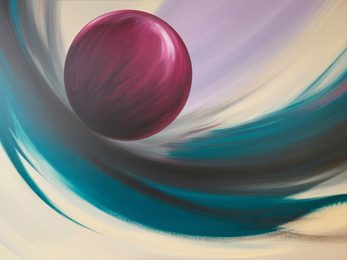 Magenta Sphere Abstract Swirl Landscape Wall Art