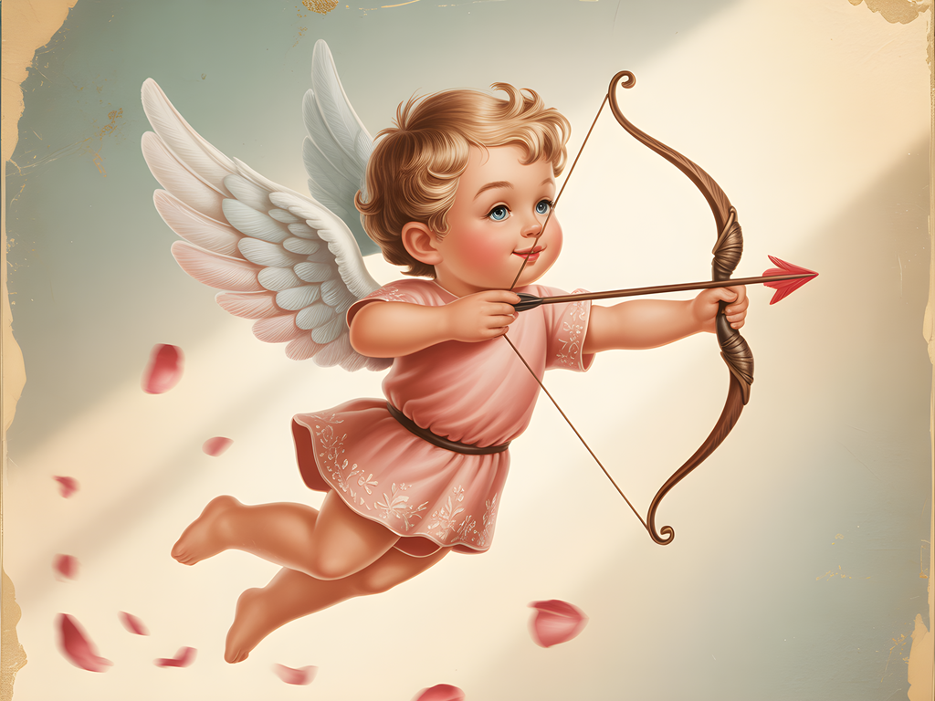 Vintage Cupid with Bow and Arrow Wall Art