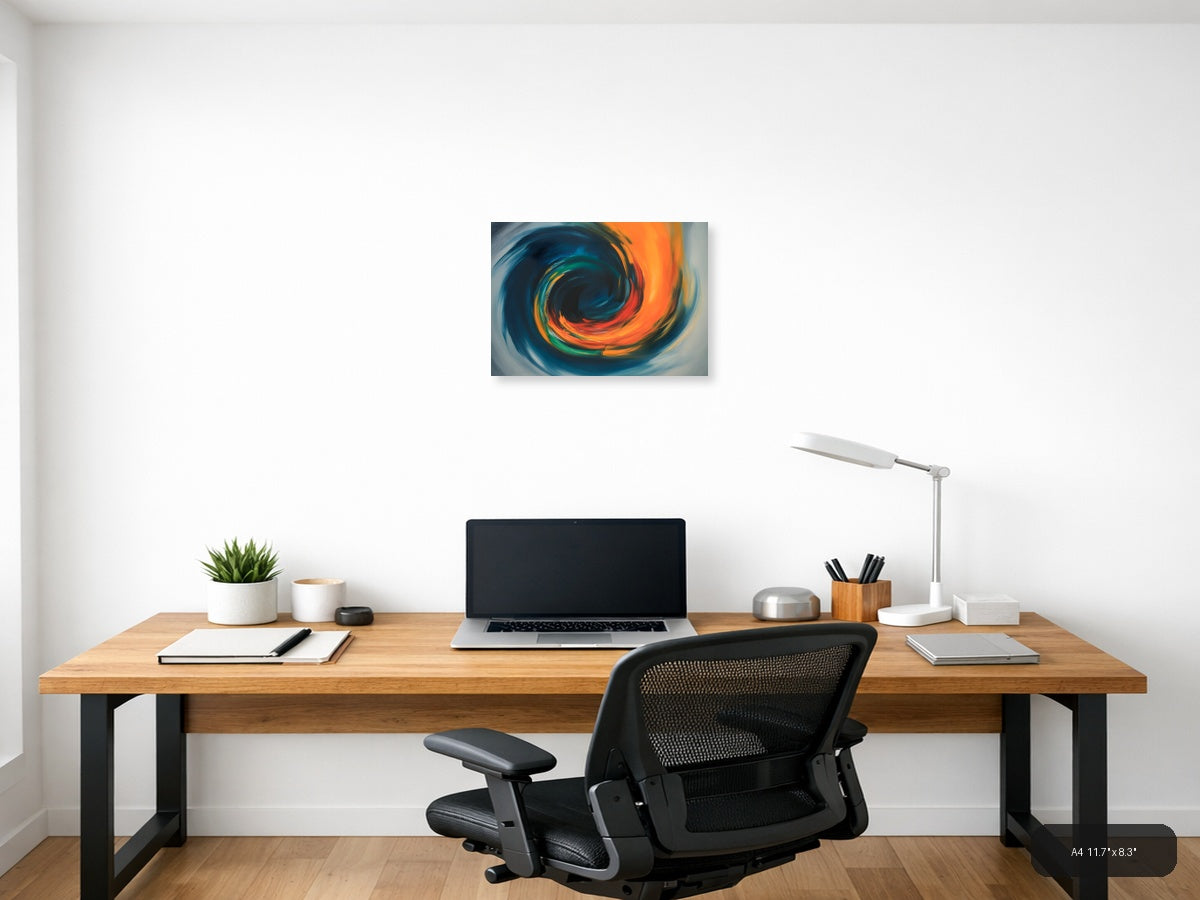 Vibrant Abstract Spiral Motion Modern Wall Art — A4 / Office