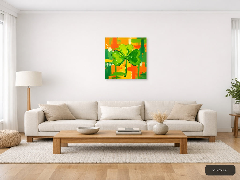 Abstract Green Shamrock St Patrick's Day Wall Art — A3 / Living Room