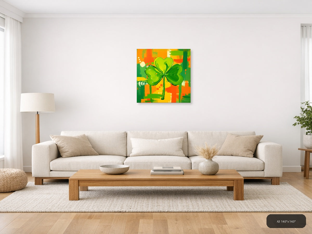 Abstract Green Shamrock St Patrick's Day Wall Art — A3 / Living Room
