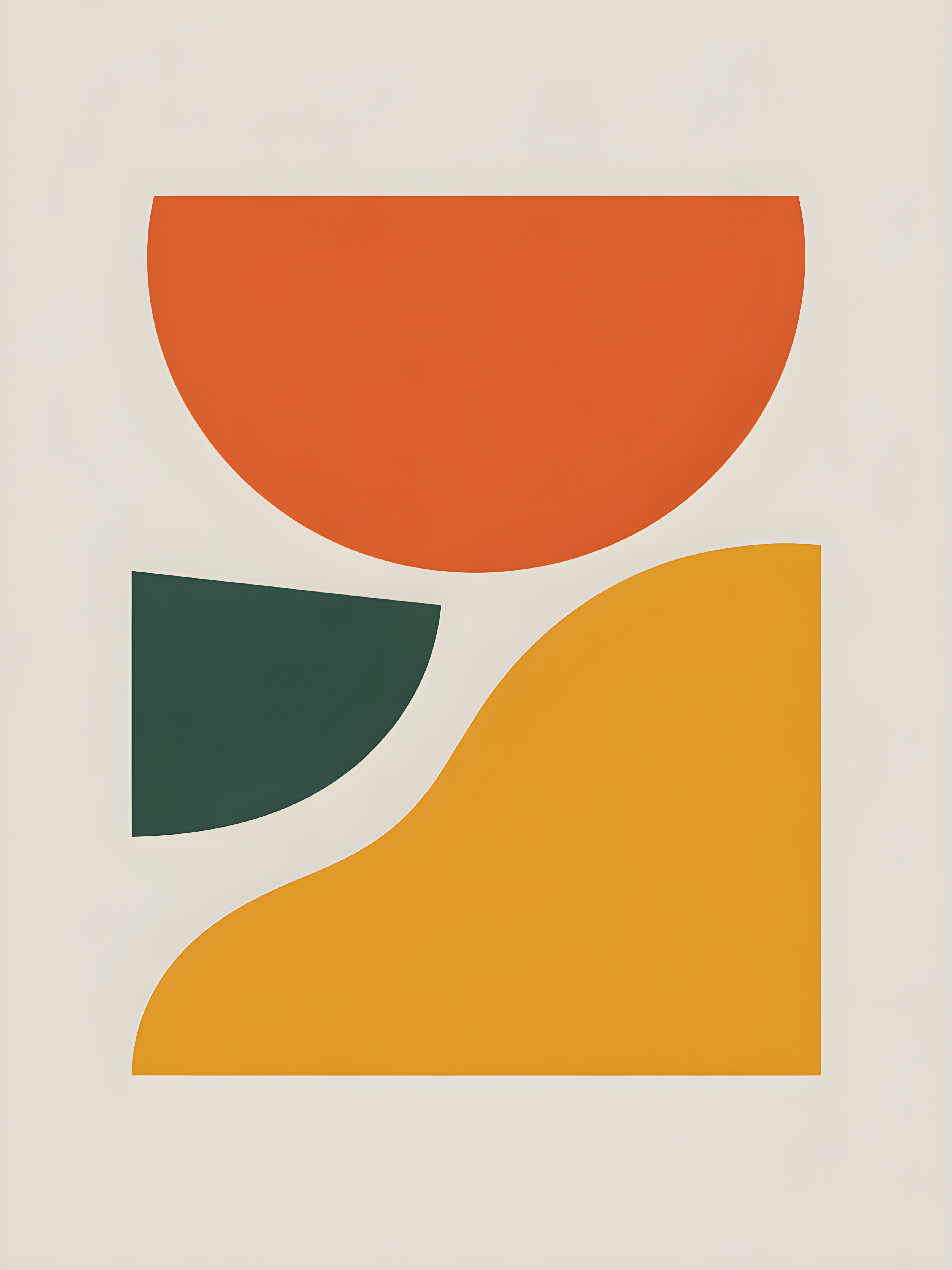 Minimalist Geometric Shapes Orange Green Gold Wall Art