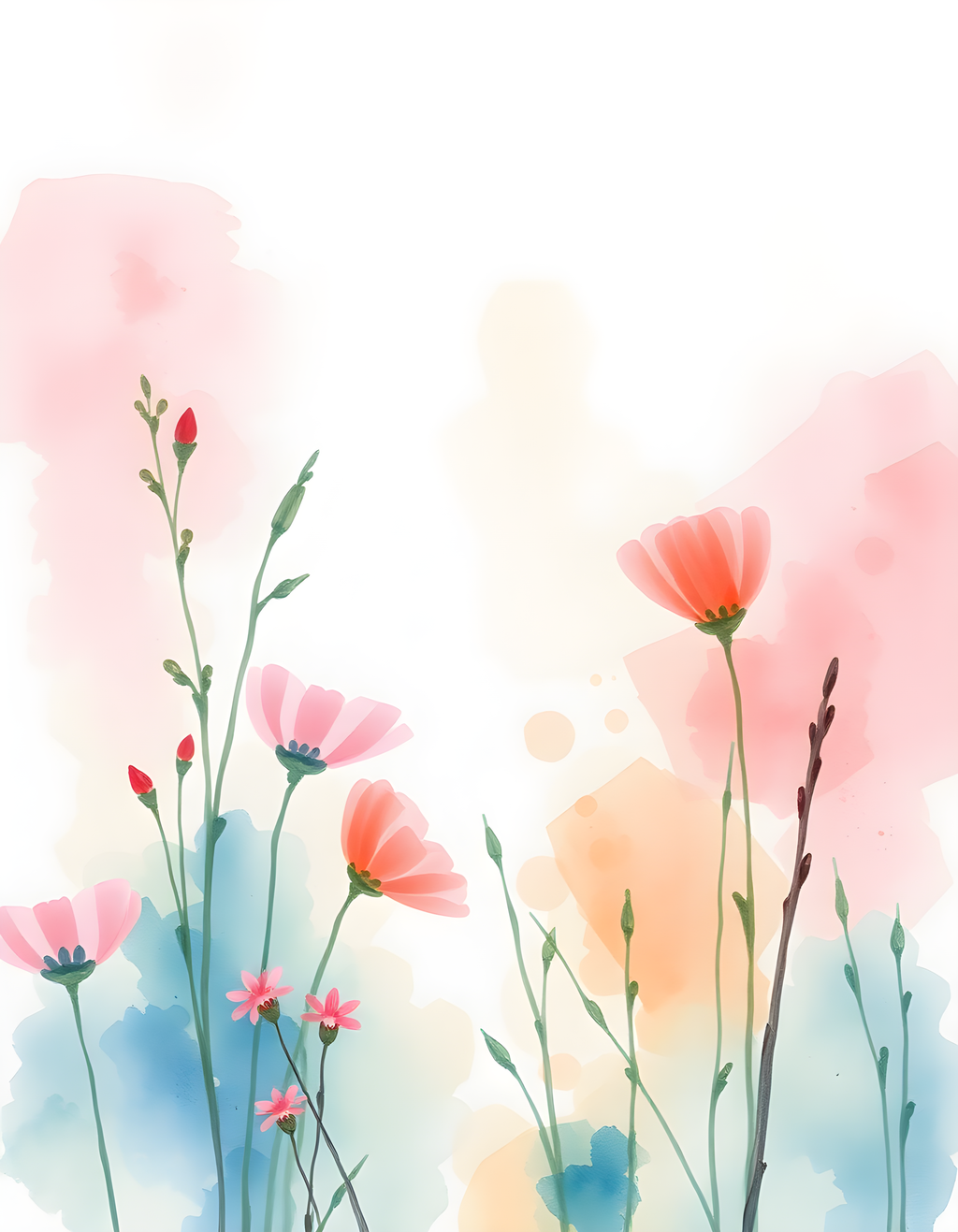 Watercolor Pink Carnations Flowers Portrait Wall Art