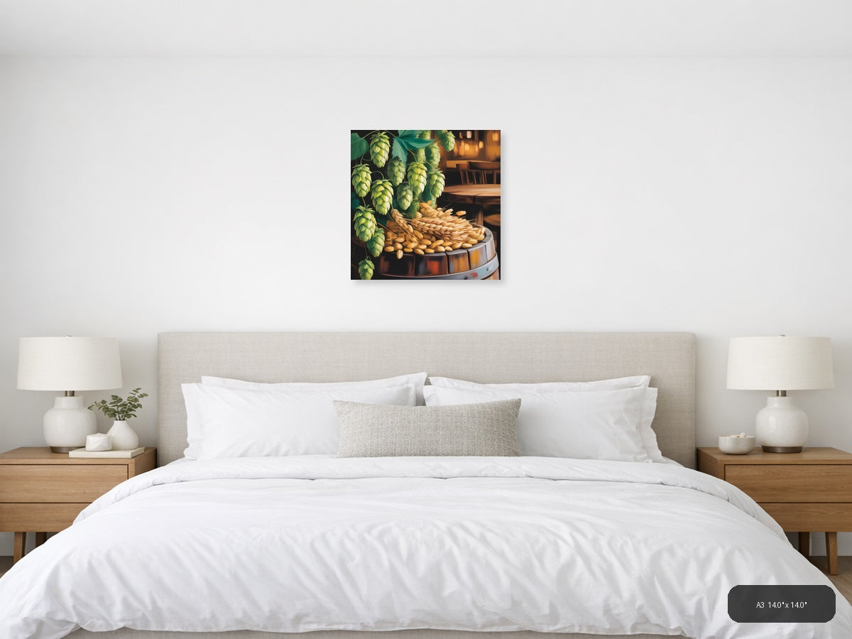 Hops and Barley Brewery Wall Art Print — A3 / Bedroom
