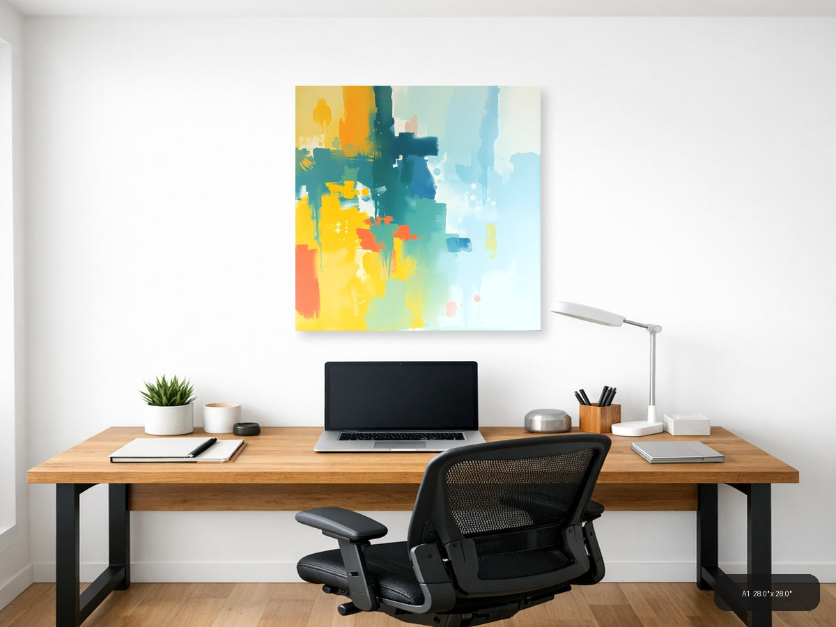 Abstract Colour Gradient Modern Yellow Blue Wall Art — A1 / Office