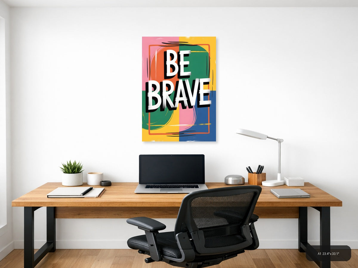 Be Brave Colorful Abstract Block Wall Art — A1 / Office