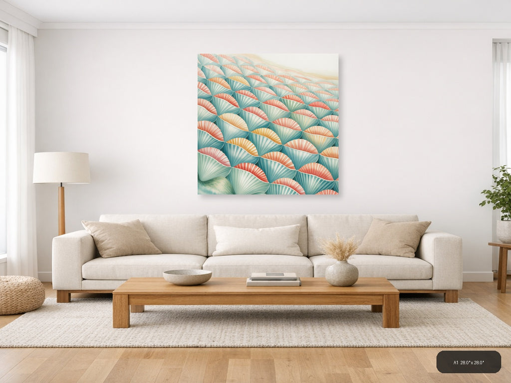 Tessellation — Watercolor (Square) Canvas Print | Watercolor Wall Art | A4 A3 A2 A1 — A1 / Living Room