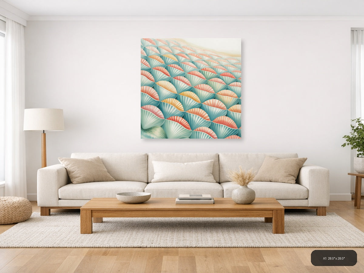 Tessellation — Watercolor (Square) Canvas Print | Watercolor Wall Art | A4 A3 A2 A1 — A1 / Living Room