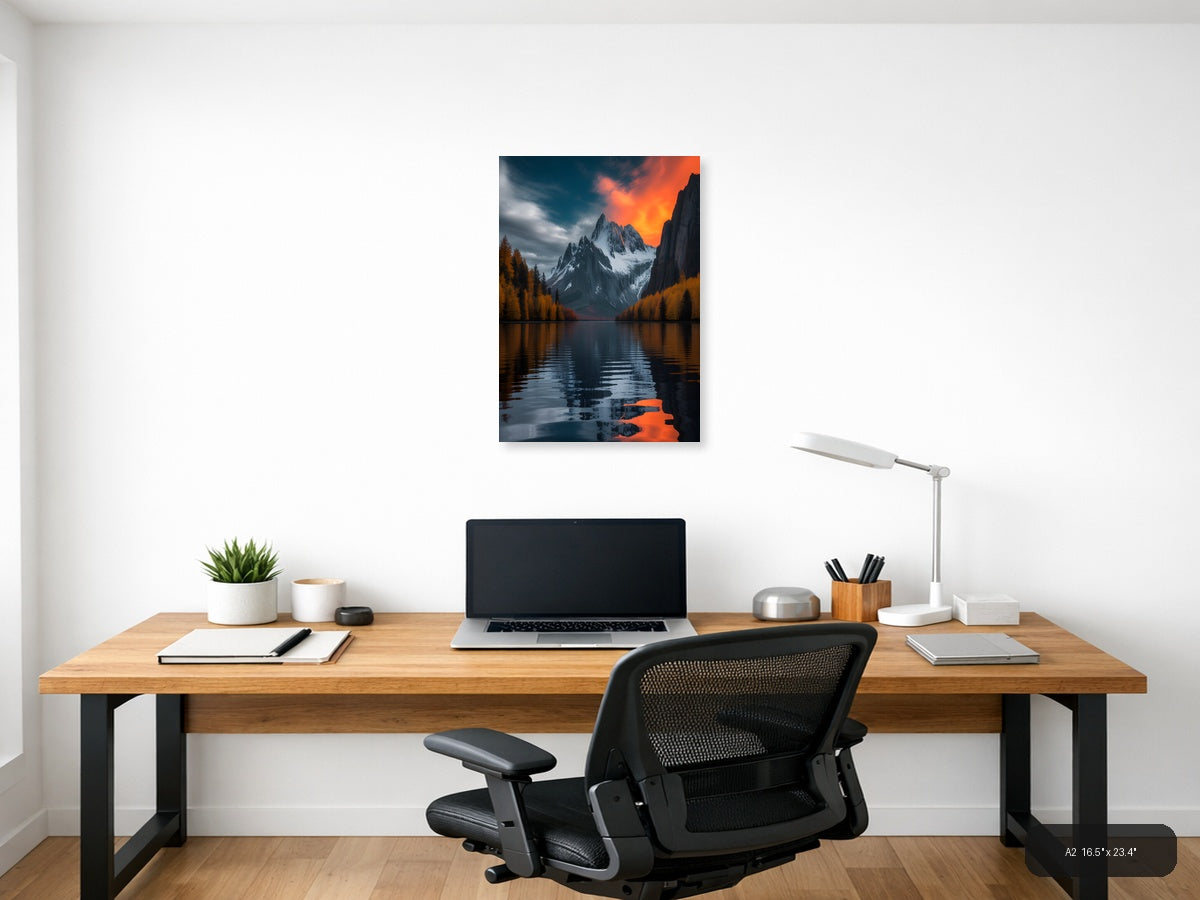 Alpine Lake Mountain Sunset Photography Wall Art — A2 / Office