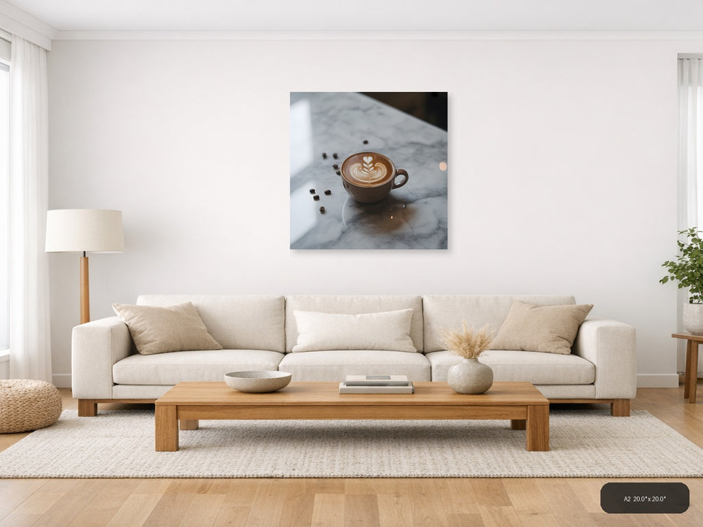 Minimalist Latte Art Coffee Cup Wall Art — A2 / Living Room