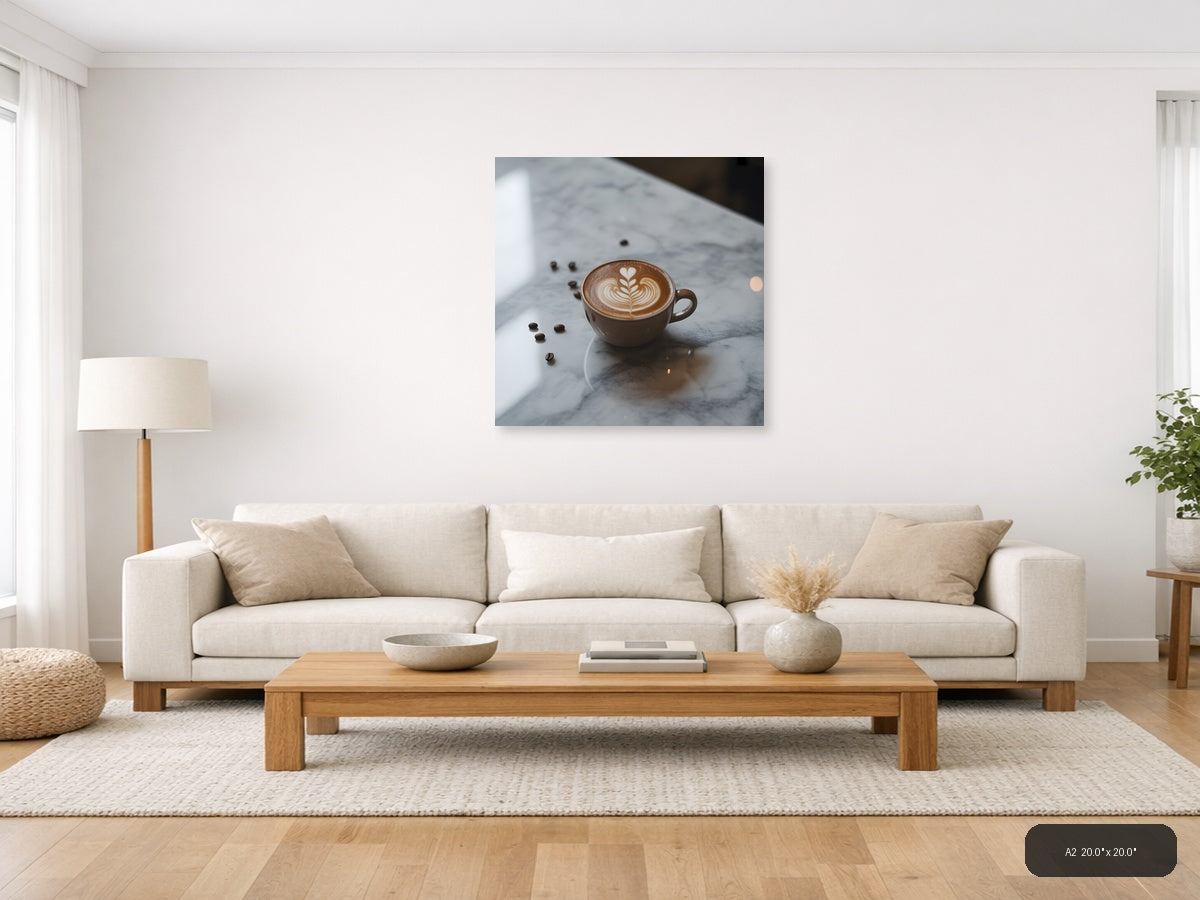 Minimalist Latte Art Coffee Cup Wall Art — A2 / Living Room