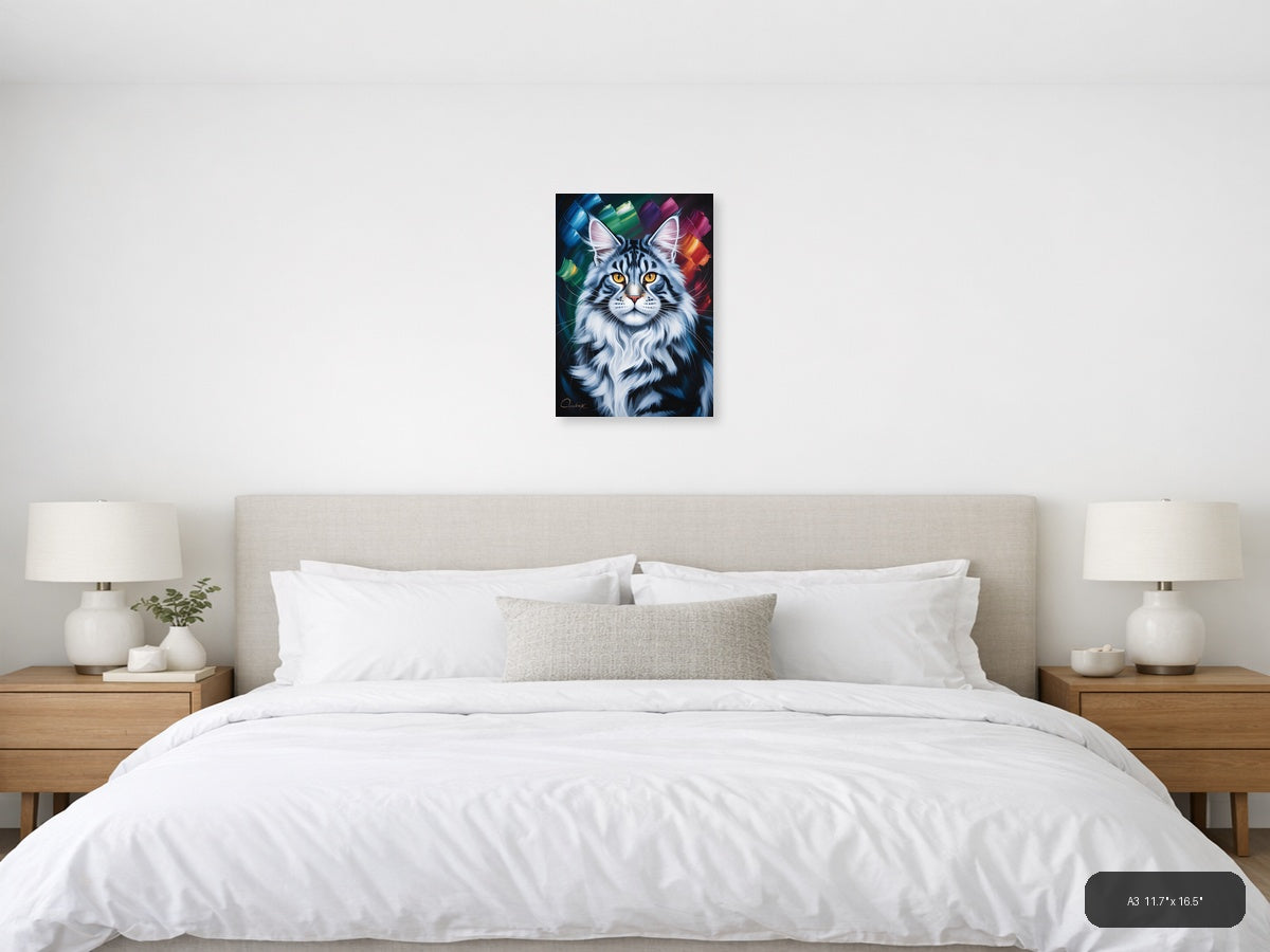 Abstract Colorful Tiger Portrait with Golden Eyes Wall Art — A3 / Bedroom
