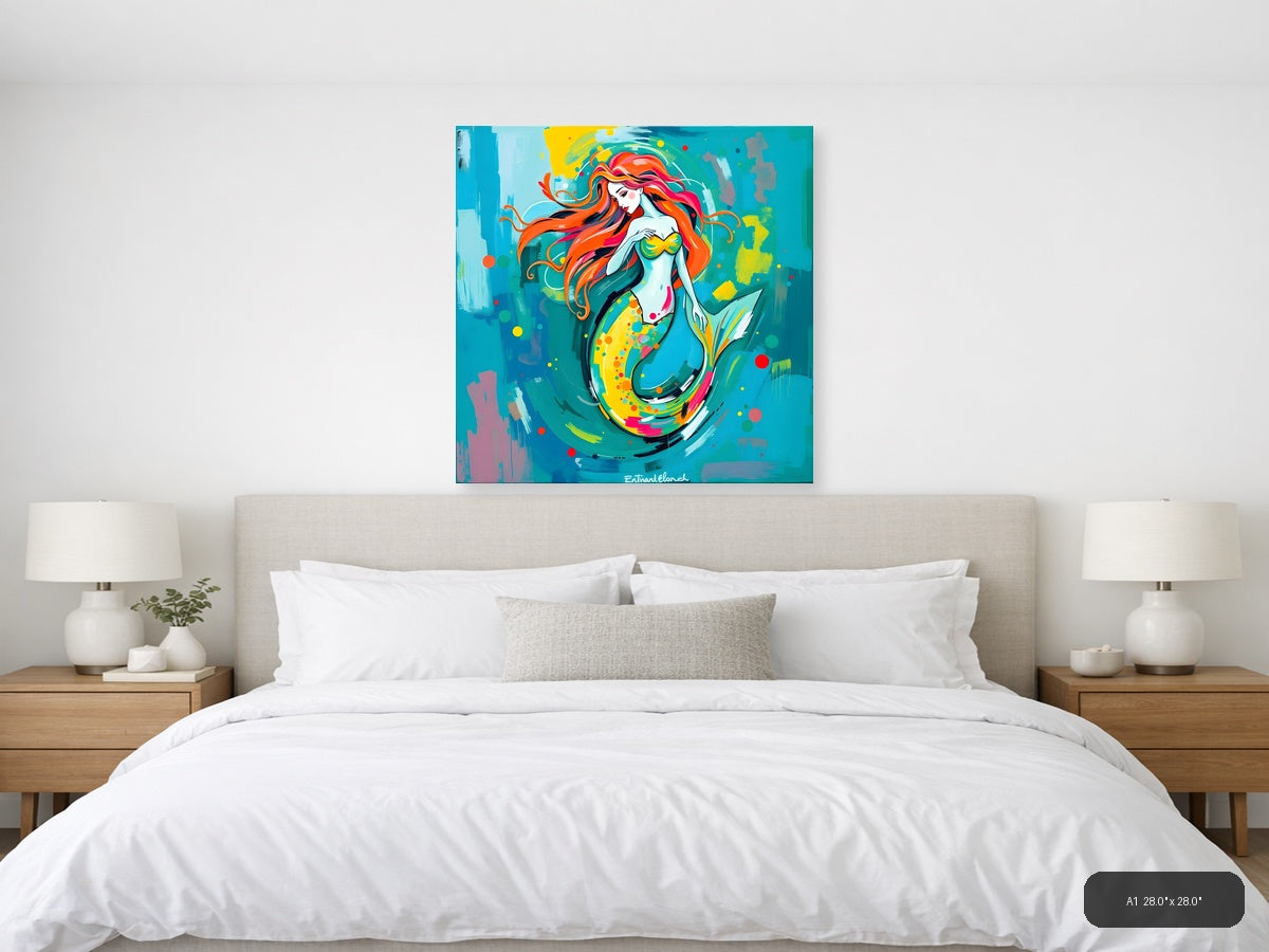 Colorful Mermaid Abstract Pop Art Wall Art — A1 / Bedroom