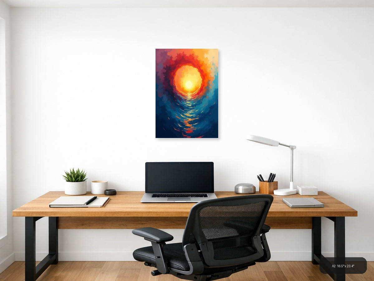 Abstract Golden Sun Portal Contemporary Wall Art — A2 / Office