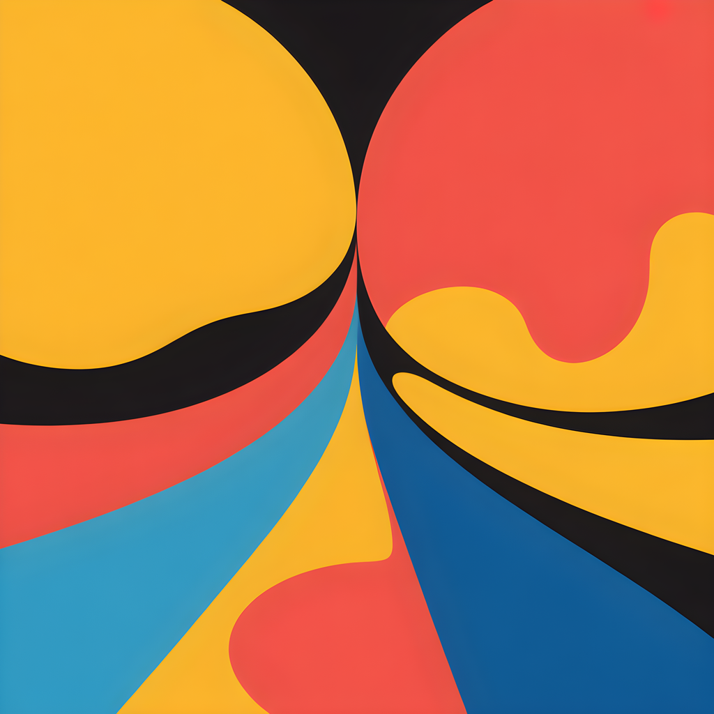 Abstract Geometric Waves Colorful Modern Wall Art