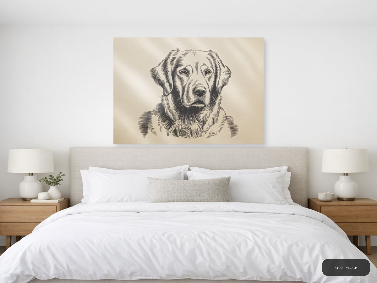 Labrador Retriever Portrait Line Art Wall Art — A1 / Bedroom