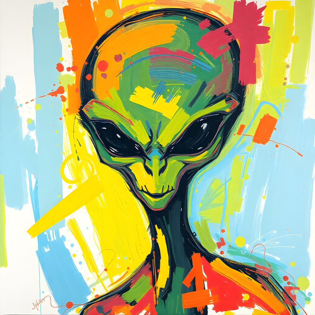Colorful Abstract Alien Head Modern Wall Art