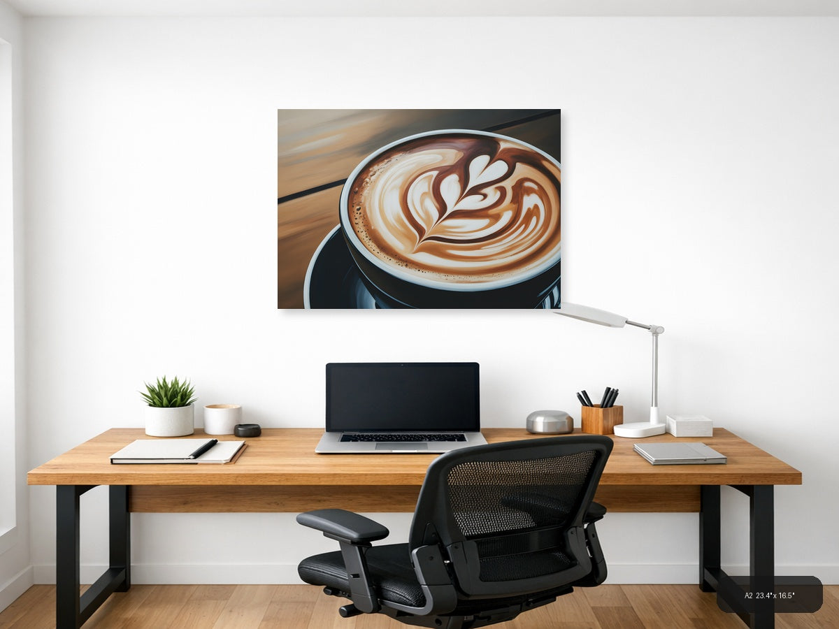 Abstract Latte Art Coffee Cup Landscape Wall Art — A2 / Office