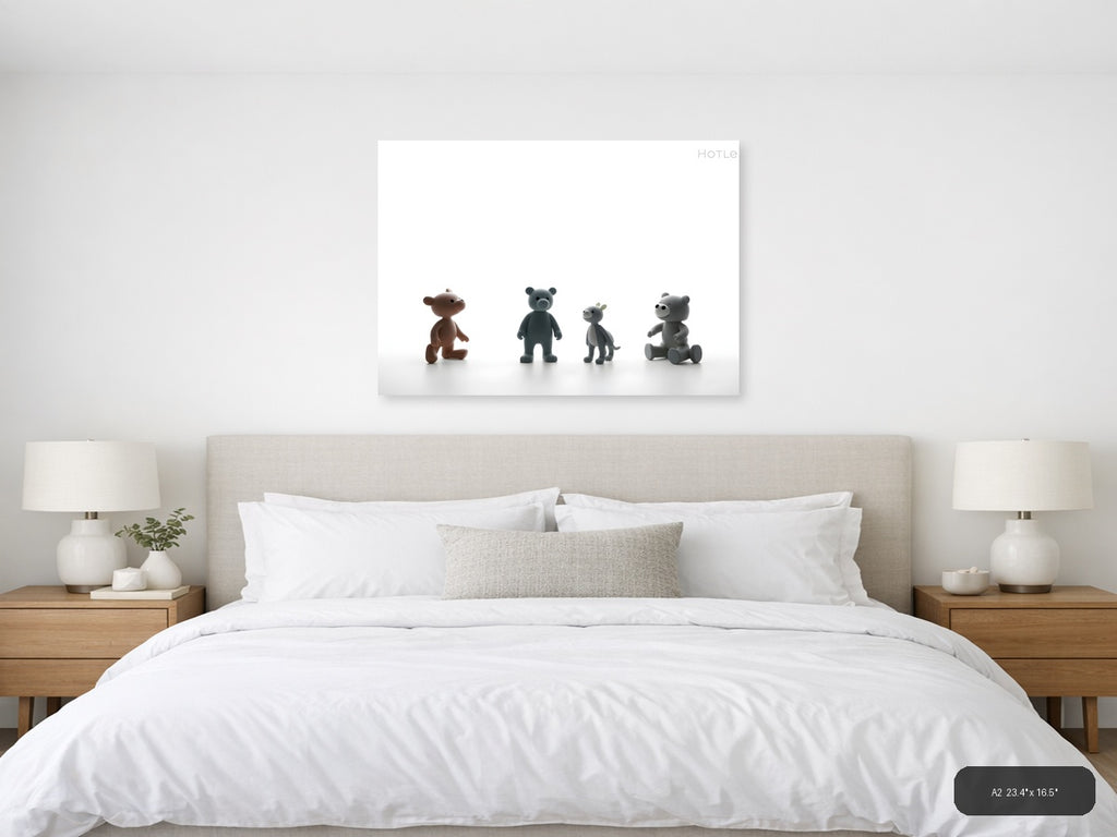 Four Cute Toy Characters Minimalist Wall Art — A2 / Bedroom