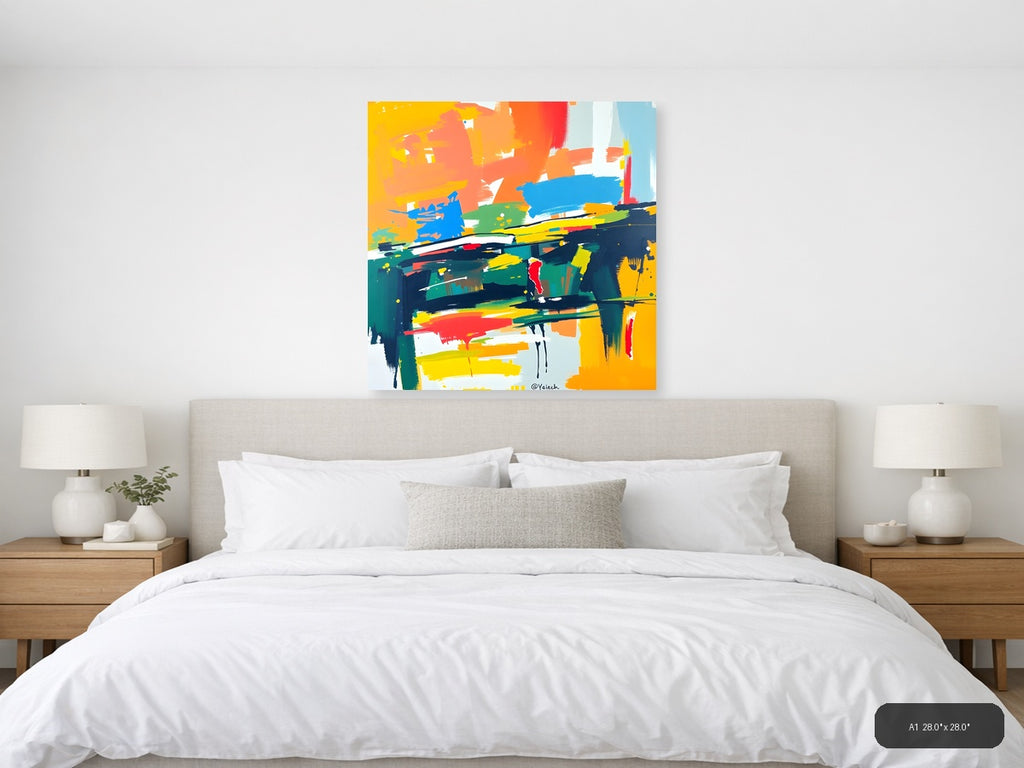 Vibrant Abstract Brushstrokes Colorful Modern Wall Art — A1 / Bedroom