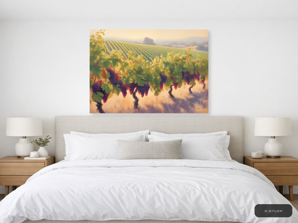 Golden Vineyard Harvest Abstract Landscape Wall Art — A1 / Bedroom