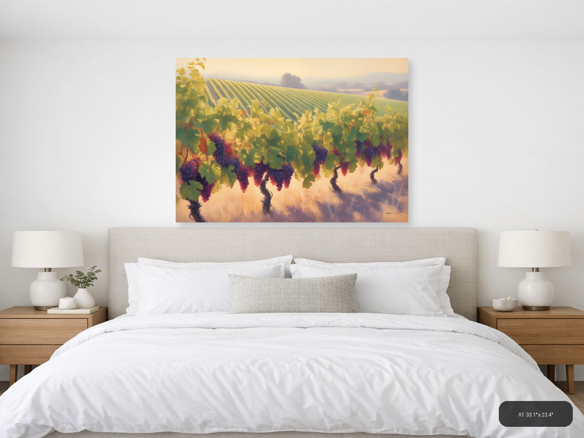 Golden Vineyard Harvest Abstract Landscape Wall Art — A1 / Bedroom