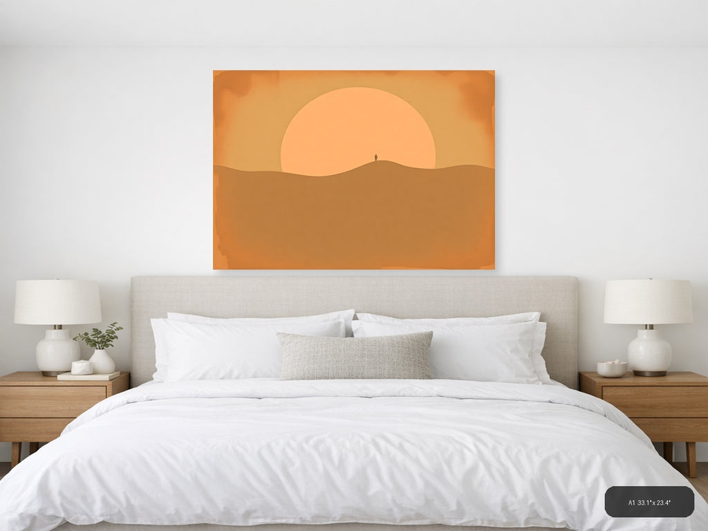 Vintage Desert Sunset Silhouette Wall Art — A1 / Bedroom