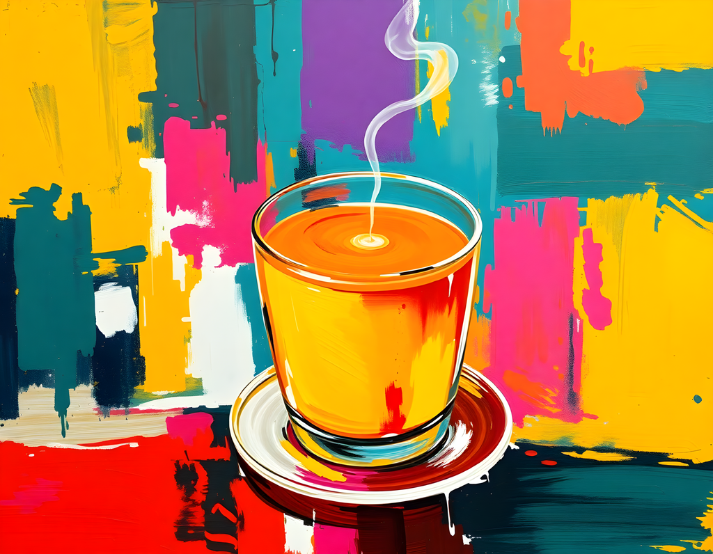 Vibrant Coffee Cup Abstract Pop Art Wall Art