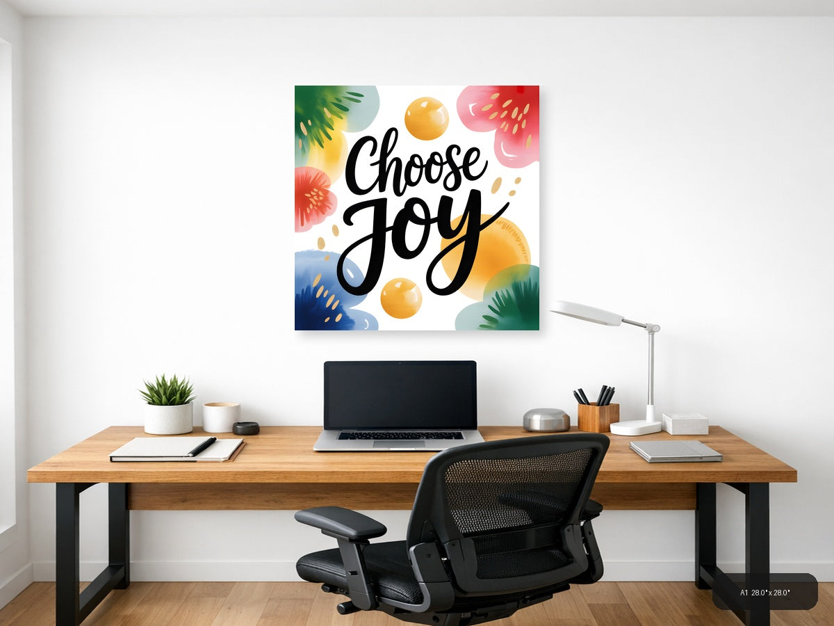 Choose Joy Watercolor Floral Wall Art — A1 / Office