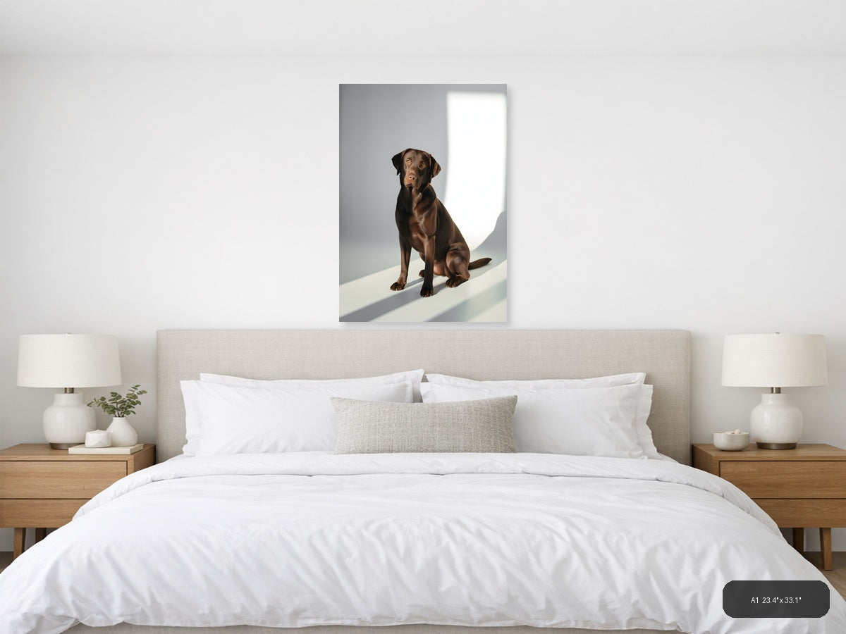 Brown Labrador Portrait Minimalist Wall Art — A1 / Bedroom