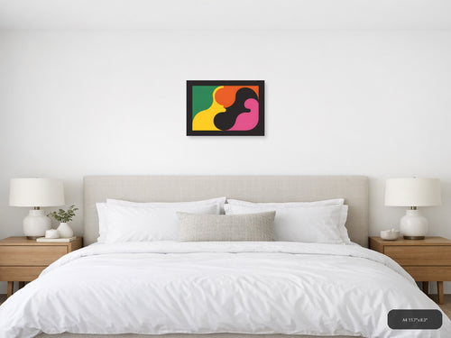 Abstract Geometric Faces Colorful Modern Wall Art — A4 / Bedroom