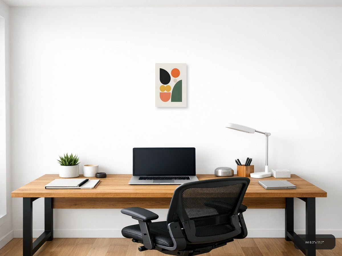 Minimalist Geometric Shapes Abstract Wall Art — A4 / Office